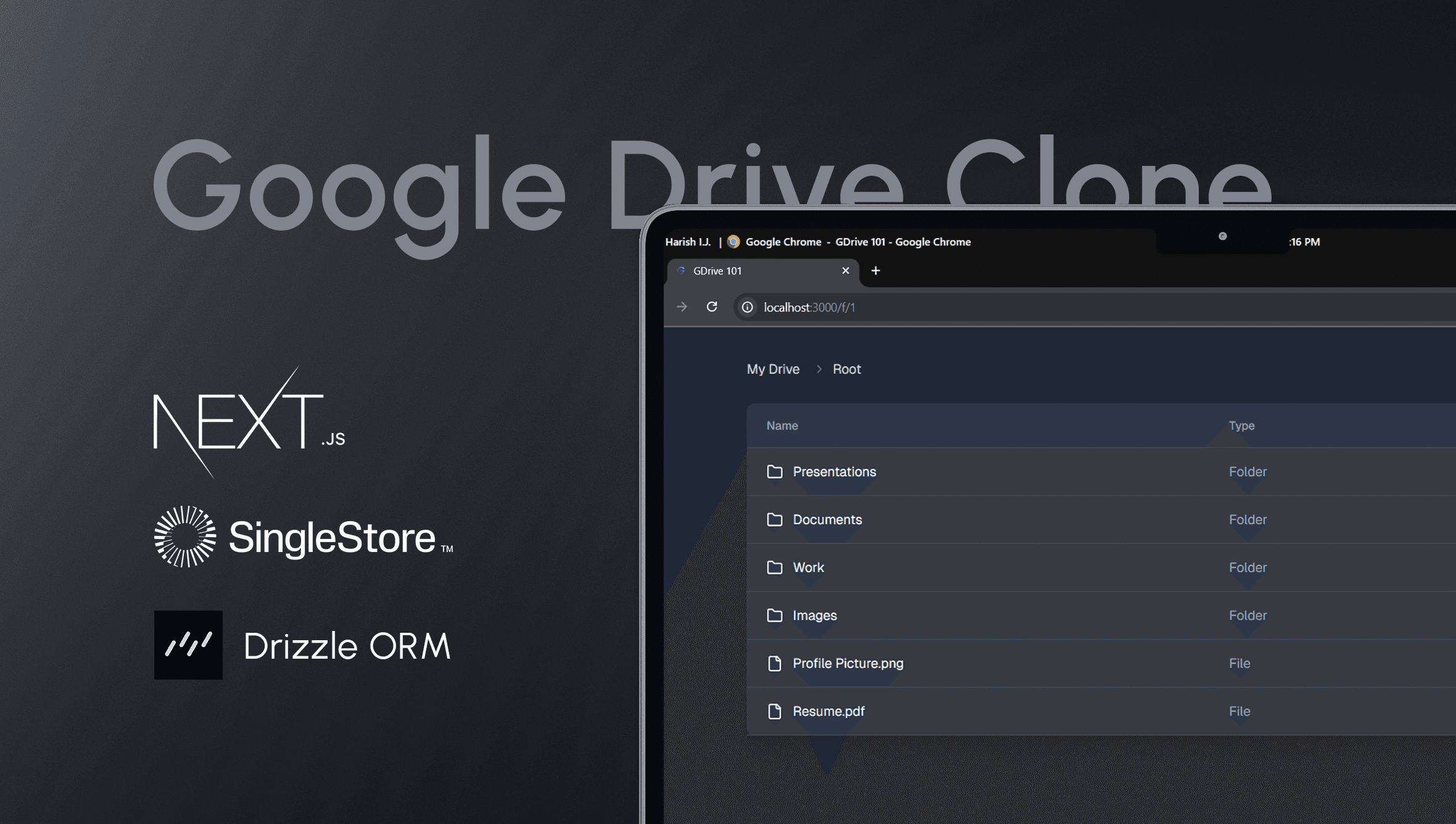 Thumbnail of Google Drive clone application